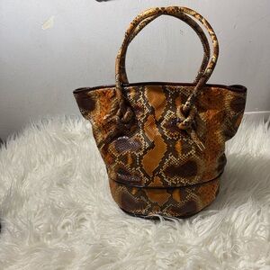 Devi Kroell Python-Print Brown & Tan Women’s Bucket Tote